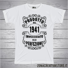 Carica l'immagine nel visualizzatore di Gallery, T-shirt per festa di compleanno PRODOTTO NEL 1941 INVECCHIATO ALLA PERFEZIONE