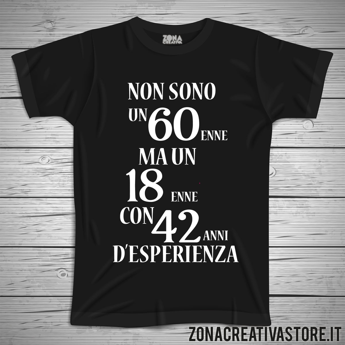 IMage T-Shirt Compleanno Donna 'Avere 60 Anni E Non Sentirli' – Bianca, Taglia M, 100% Cotone Oeko Tex, Prodotta In Italia