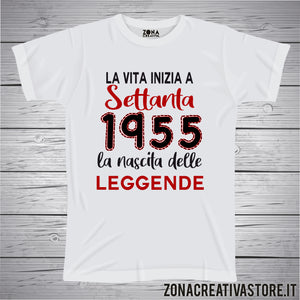 T-shirt per festa di compleanno LA VITA INIZIA A 70 ANNI