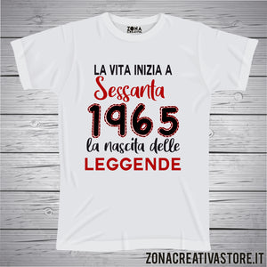 T-shirt per festa di compleanno LA VITA INIZIA A 60 ANNI