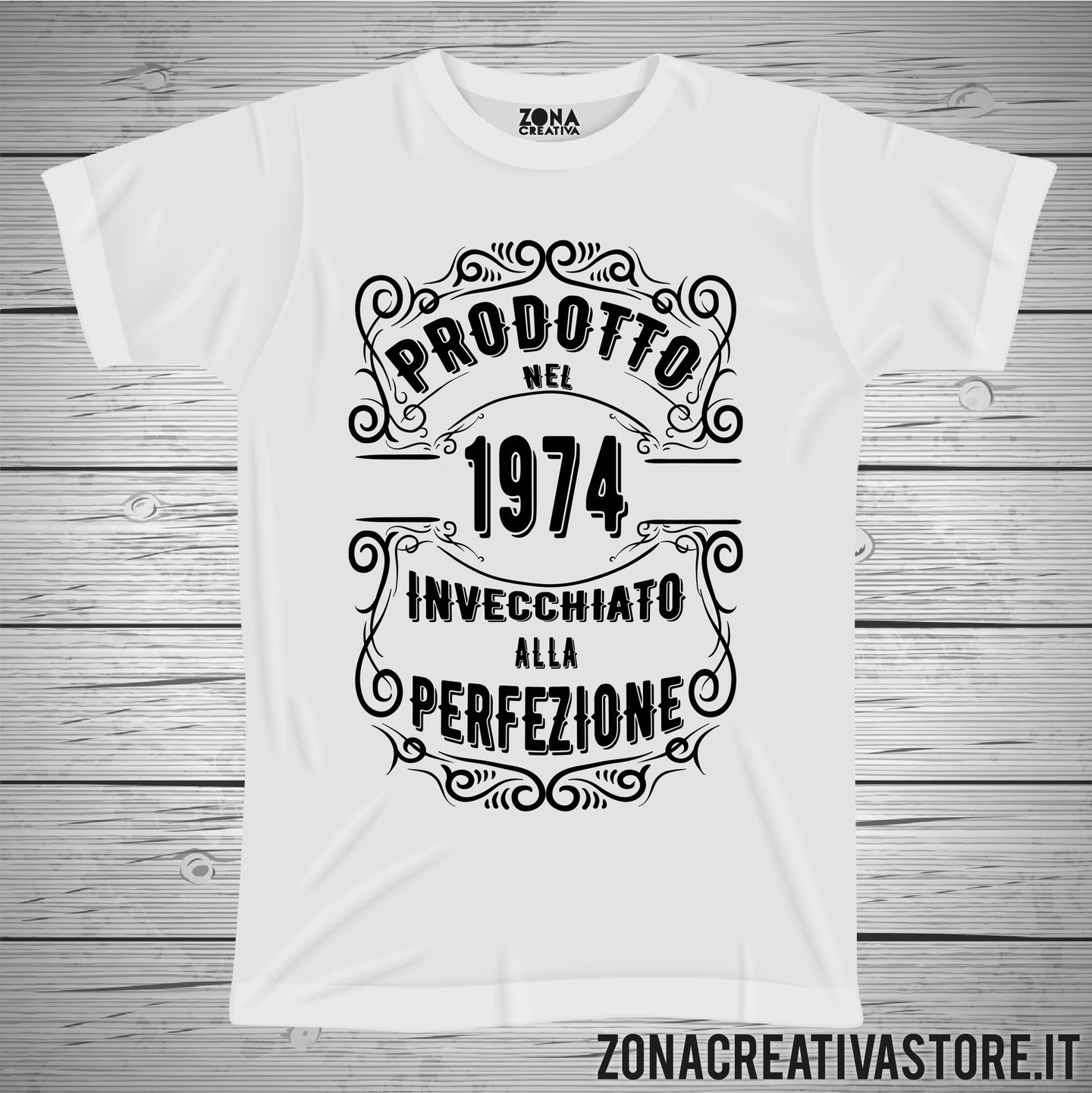 T-shirt per festa di compleanno PRODOTTO NEL 1974 INVECCHIATO ALLA PERFEZIONE