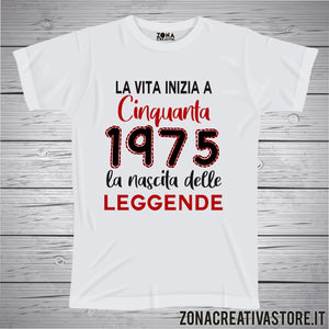 T-shirt per festa di compleanno LA VITA INIZIA A 50 ANNI