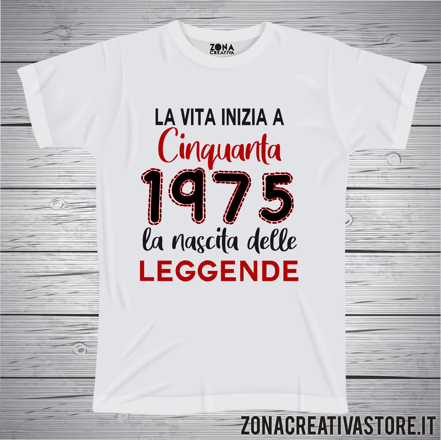 T-shirt per festa di compleanno LA VITA INIZIA A 50 ANNI