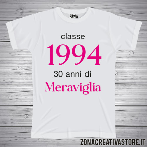 T-shirt per festa di compleanno CLASSE 1994 ROSA