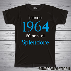 T-shirt per festa di compleanno CLASSE 1964