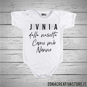 Body Neonato Juventino - Bianco/Nero - Personalizzabile Con Nome E Numero - 100% Cotone Made In Italy - Foto 6
