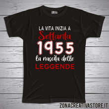 Carica l&#39;immagine nel visualizzatore di Gallery, T-shirt per festa di compleanno LA VITA INIZIA A 70 ANNI