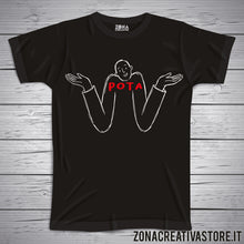 Carica l'immagine nel visualizzatore di Gallery, T-shirt divertente con frase in dialetto bergamasco POTA disegno