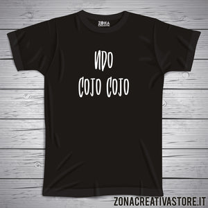 T-shirt divertente con frase in dialetto romano NDO COJO COJO