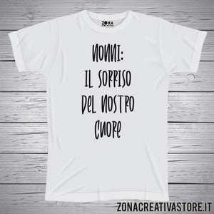 T-shirt con frasi sui nonni NONNI IL SORRISO DEL NOSTRO CUORE