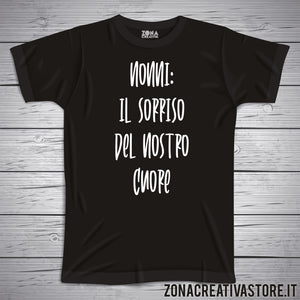 T-shirt con frasi sui nonni NONNI IL SORRISO DEL NOSTRO CUORE