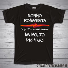 Carica l&#39;immagine nel visualizzatore di Gallery, T-shirt con frasi sui nonni NONNO ROMANISTA