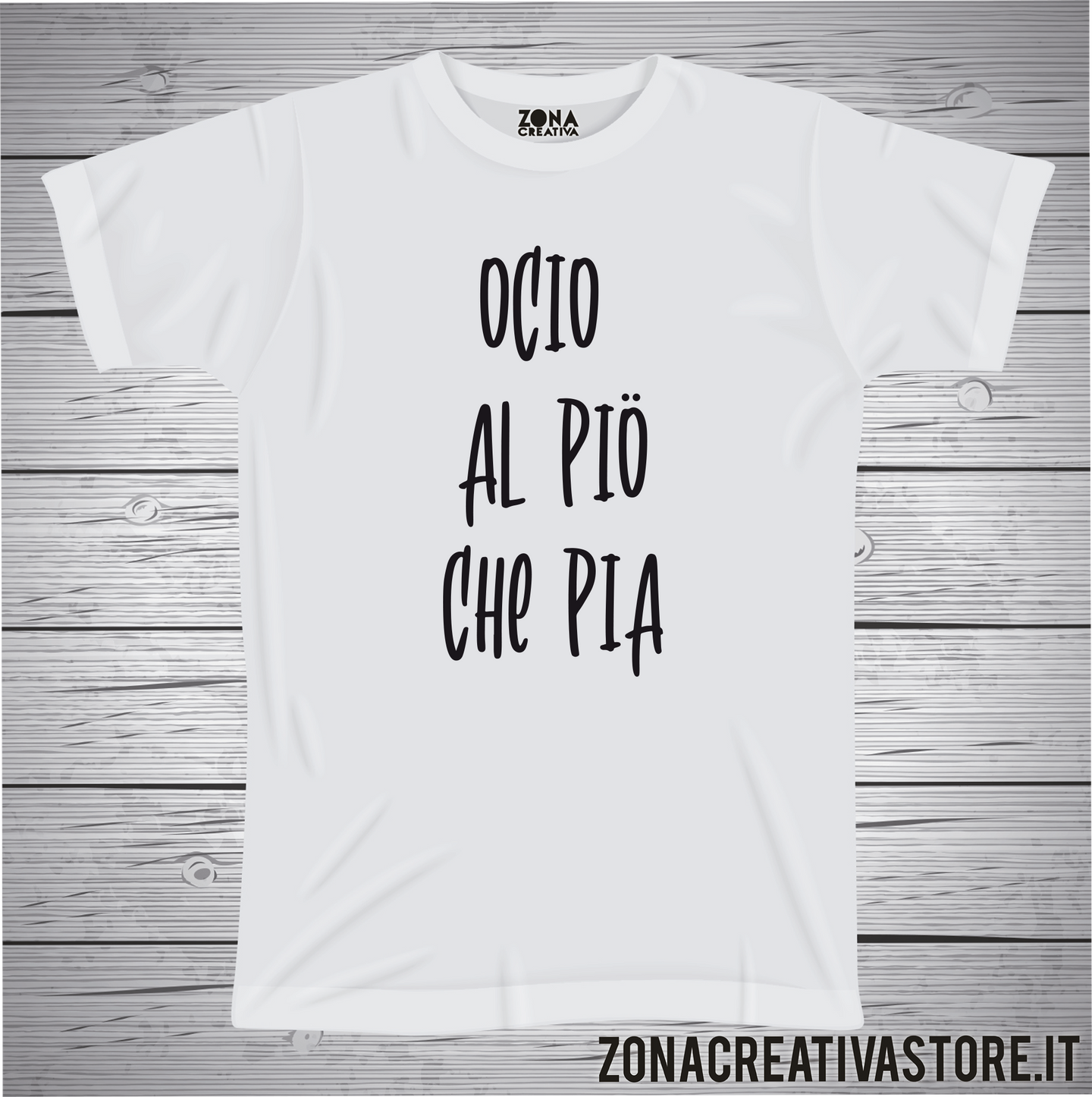 T-shirt divertente con frase in dialetto Ocio al pio che pia