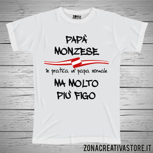 Carica l&#39;immagine nel visualizzatore di Gallery, T-shirt festa del papà PAPA&#39; MONZESE IN PRATICA UN PAPA&#39; NORMALE MA MOLTO PIU&#39; FIGO