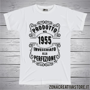 T-shirt per festa di compleanno PRODOTTO NEL 1955 INVECCHIATO ALLA PERFEZIONE