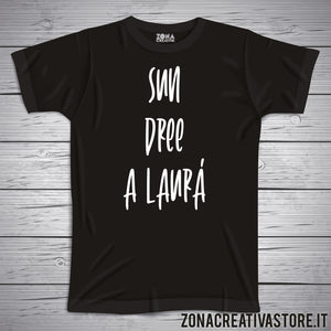 T-shirt divertente con frase in dialetto milanese Sun dree a laurà