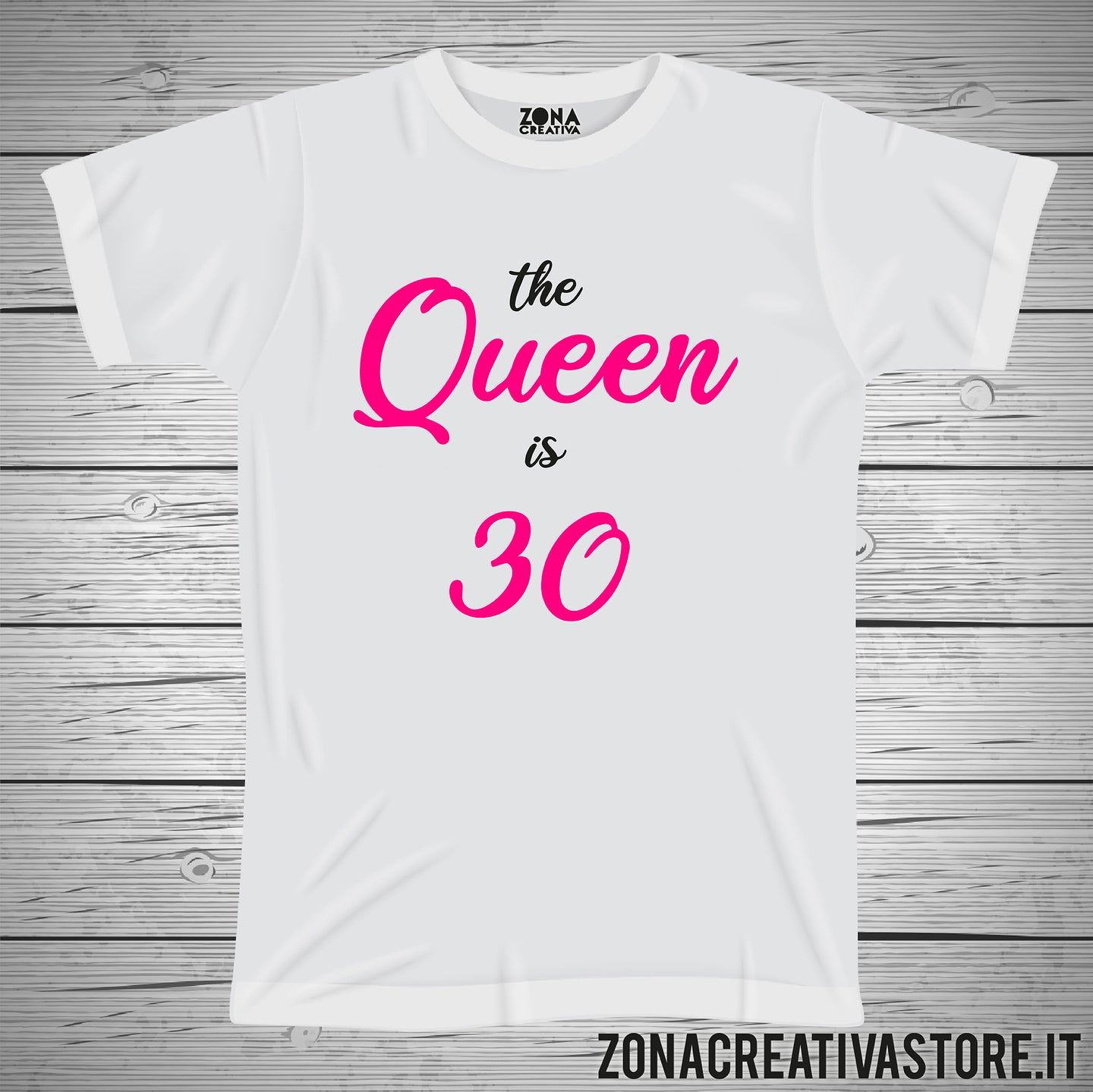 T-shirt per festa di compleanno THE QUEEN IS 30