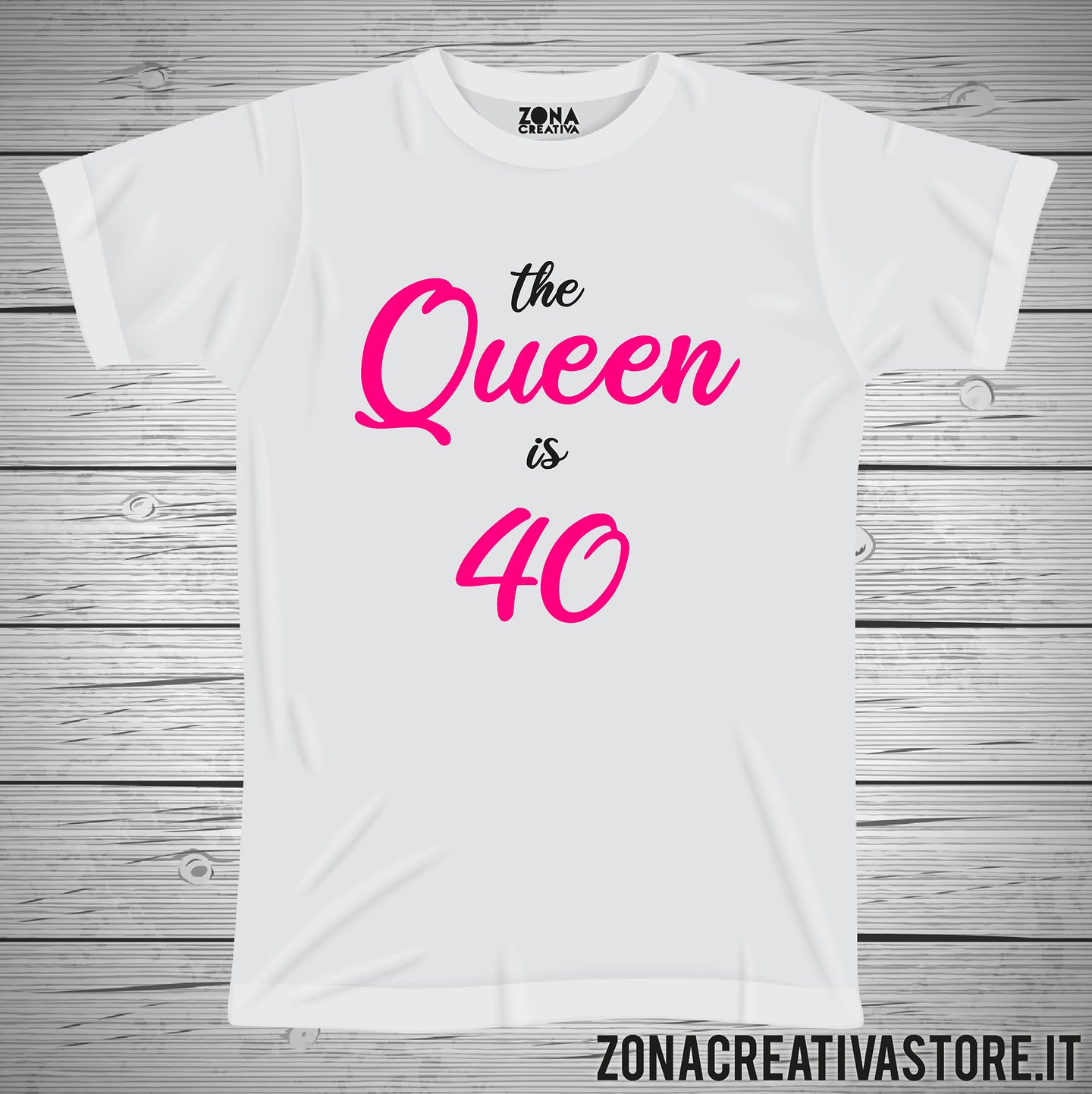 T-shirt per festa di compleanno THE QUEEN IS 40