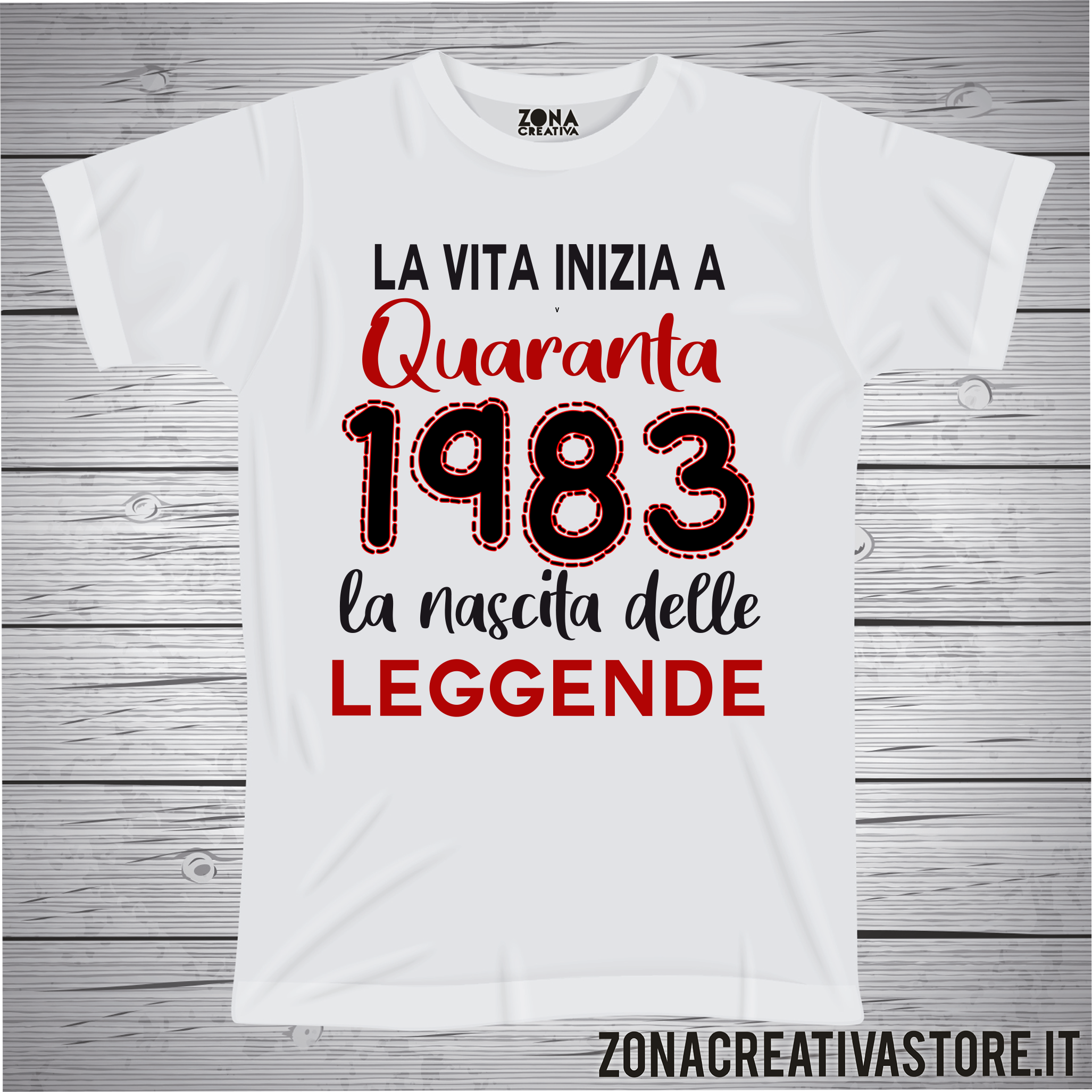 T-shirt per festa di compleanno 1983 la vita inizia a Quaranta –  zonacreativastore