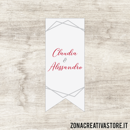 ADESIVI A FORMA DI BANDIERA PER MATRIMONIO - MISURA H. 5x2 CM. Cod. MA009