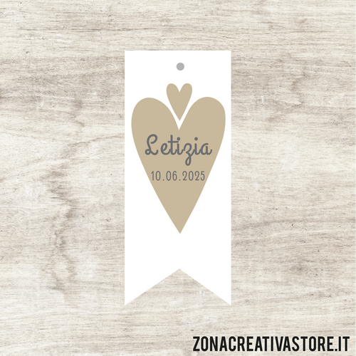 TAG IN CARTONCINO A FORMA DI BANDIERA PER BATTESIMO DISPONIBILI IN 3 COLORI: ROSA, AZZURRO E AVORIO - MISURA H. 5x2 CM. Cod. BA006