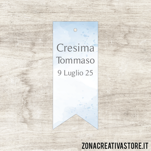 TAG IN CARTONCINO A FORMA DI BANDIERA PER CRESIMA DISPONIBILI IN 3 COLORI DIVERSI - MISURA H. 5x2 CM. Cod. CR001