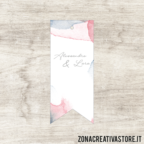 TAG IN CARTONCINO A FORMA DI BANDIERA PER MATRIMONIO - MISURA H. 5x2 CM. Cod. MA005