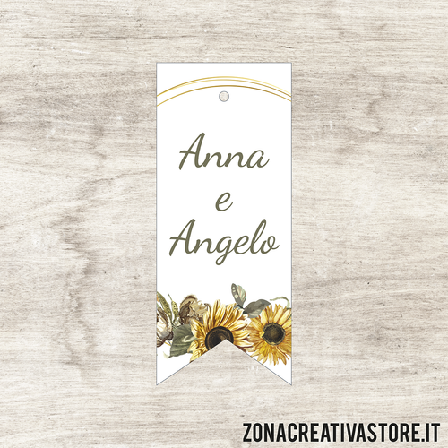 TAG IN CARTONCINO A FORMA DI BANDIERA PER MATRIMONIO - MISURA H. 5x2 CM. Cod. MA006