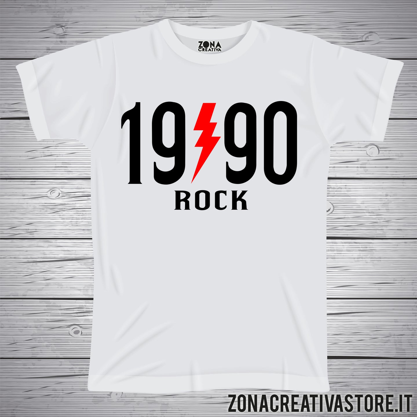 T-shirt per festa di compleanno 1990 ROCK