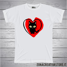 Carica l&#39;immagine nel visualizzatore di Gallery, T-shirt CUORE GATTO