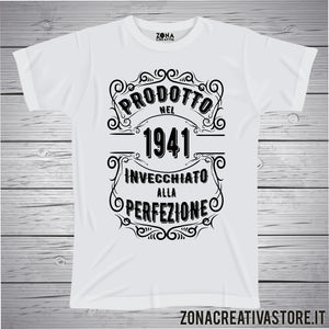 T-shirt per festa di compleanno PRODOTTO NEL 1941 INVECCHIATO ALLA PERFEZIONE