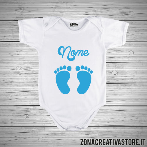 Body neonato NOME MASCHIO PERSONALIZZATO CON PIEDINI