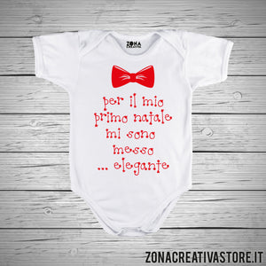 Body neonato PER IL MIO PRIMO NATALE MI SONO MESSO ELEGANTE
