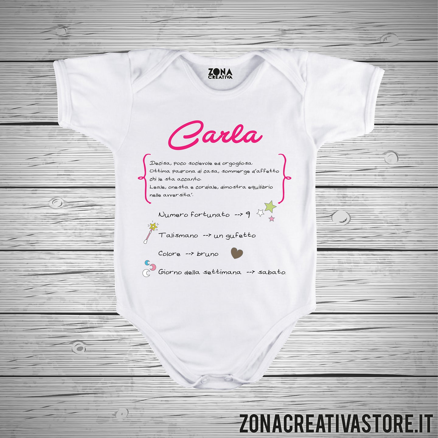 Body neonato con nome personalizzato CARLA