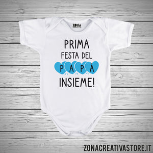 Body neonato PRIMA FESTA DEL PAPA' INSIEME azzurro