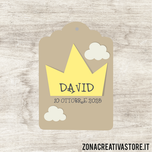 TAG A FORMA DI TAG CLASSICO PER BATTESIMO DISPONIBILI IN 3 COLORI: ROSA, AZZURRO E AVORIO - MISURA H. 4,3x3 CM. Cod. BA014