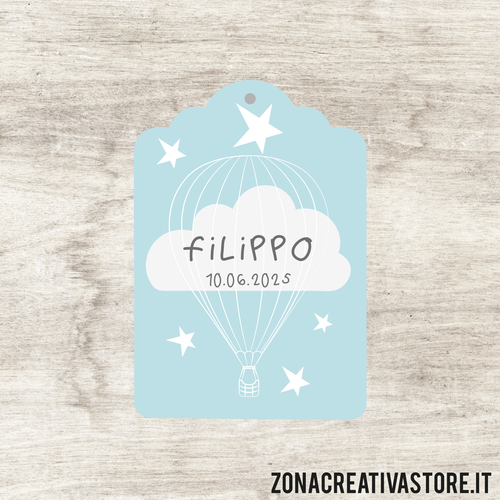 TAG A FORMA DI TAG CLASSICO PER BATTESIMO DISPONIBILI IN 3 COLORI: ROSA, AZZURRO E AVORIO - MISURA H. 4,3x3 CM. Cod. BA006