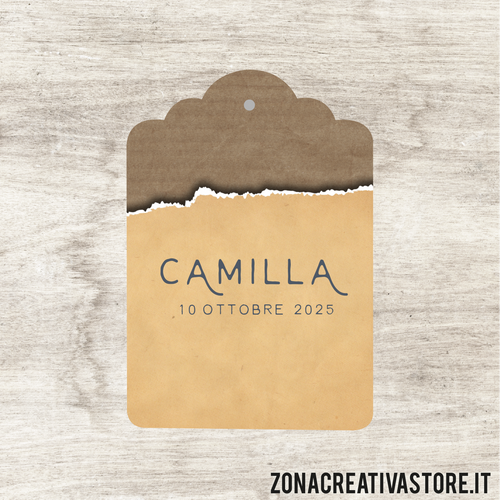 TAG A FORMA DI TAG CLASSICO PER BATTESIMO DISPONIBILI IN 3 COLORI: ROSA, AZZURRO E AVORIO - MISURA H. 4,3x3 CM. Cod. BA015