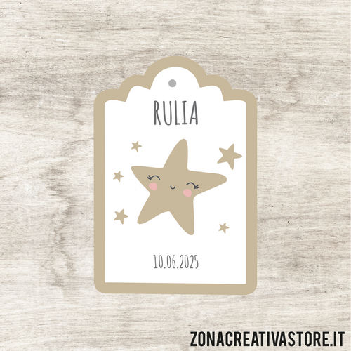 TAG A FORMA DI TAG CLASSICO PER BATTESIMO DISPONIBILI IN 3 COLORI: ROSA, AZZURRO E AVORIO - MISURA H. 4,3x3 CM. Cod. BA001