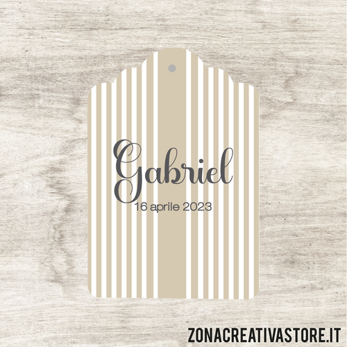 TAG A FORMA DI TAG CLASSICO PER BATTESIMO DISPONIBILI IN 3 COLORI: ROSA, AZZURRO E AVORIO - MISURA H. 4,3x3 CM. Cod. BA030