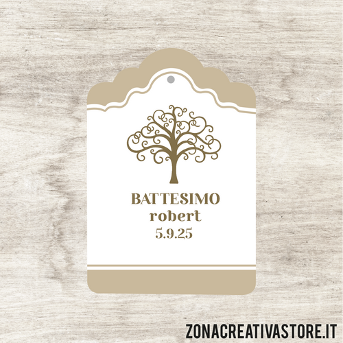 TAG A FORMA DI TAG CLASSICO PER BATTESIMO DISPONIBILI IN 3 COLORI: ROSA, AZZURRO E AVORIO - MISURA H. 4,3x3 CM. Cod. BA027