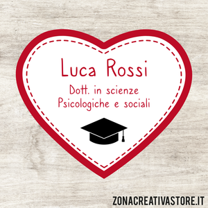 ADESIVI A FORMA DI CUORE PER LAUREA DISPONIBILI IN 3 COLORI DIVERSI - MISURA H. 4,1x4,8 CM. Cod. LA001