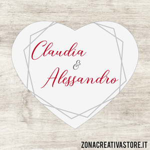 ADESIVI A FORMA DI CUORE PER MATRIMONIO - MISURA H. 4,1x4,8 CM. Cod. M –  zonacreativastore