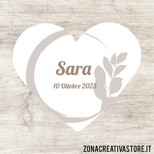 ADESIVI A FORMA DI CUORE PER BATTESIMO DISPONIBILI IN 3 COLORI: ROSA, AZZURRO E AVORIO - MISURA H. 4,1x4,3 CM. Cod. BA011