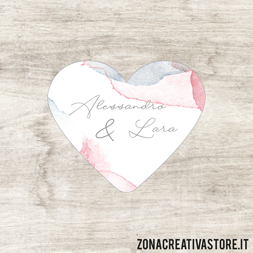ADESIVI A FORMA DI CUORE PICCOLO PER MATRIMONIO - MISURA H. 3x3,6 CM. Cod. MA005