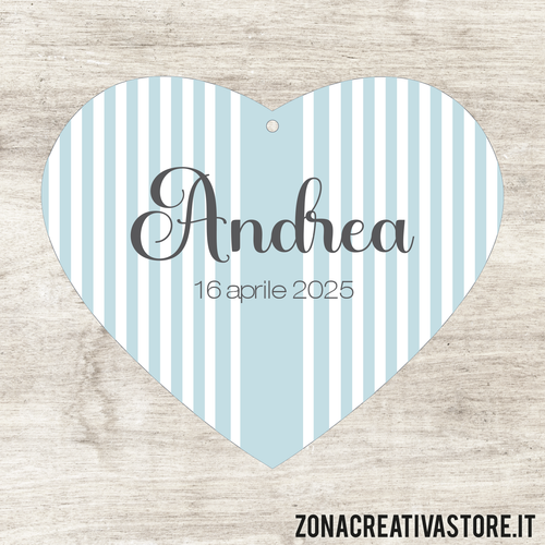 TAG A FORMA DI CUORE PER CRESIMA DISPONIBILI IN 3 COLORI DIVERSI - MISURA H. 4,1x4,8 CM. Cod. CR005