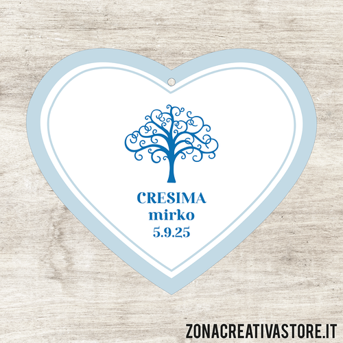 TAG A FORMA DI CUORE PER CRESIMA DISPONIBILI IN 3 COLORI DIVERSI - MISURA H. 4,1x4,8 CM. Cod. CR007