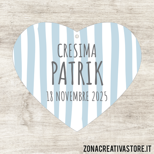 TAG A FORMA DI CUORE PER CRESIMA DISPONIBILI IN 3 COLORI DIVERSI - MISURA H. 4,1x4,8 CM. Cod. CR003