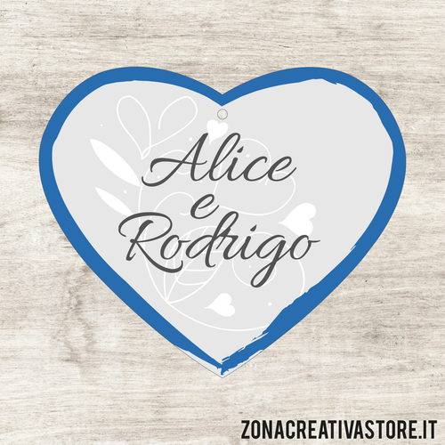 TAG A FORMA DI CUORE PER MATRIMONIO  - MISURA H. 4,1x4,8 CM. Cod. MA002