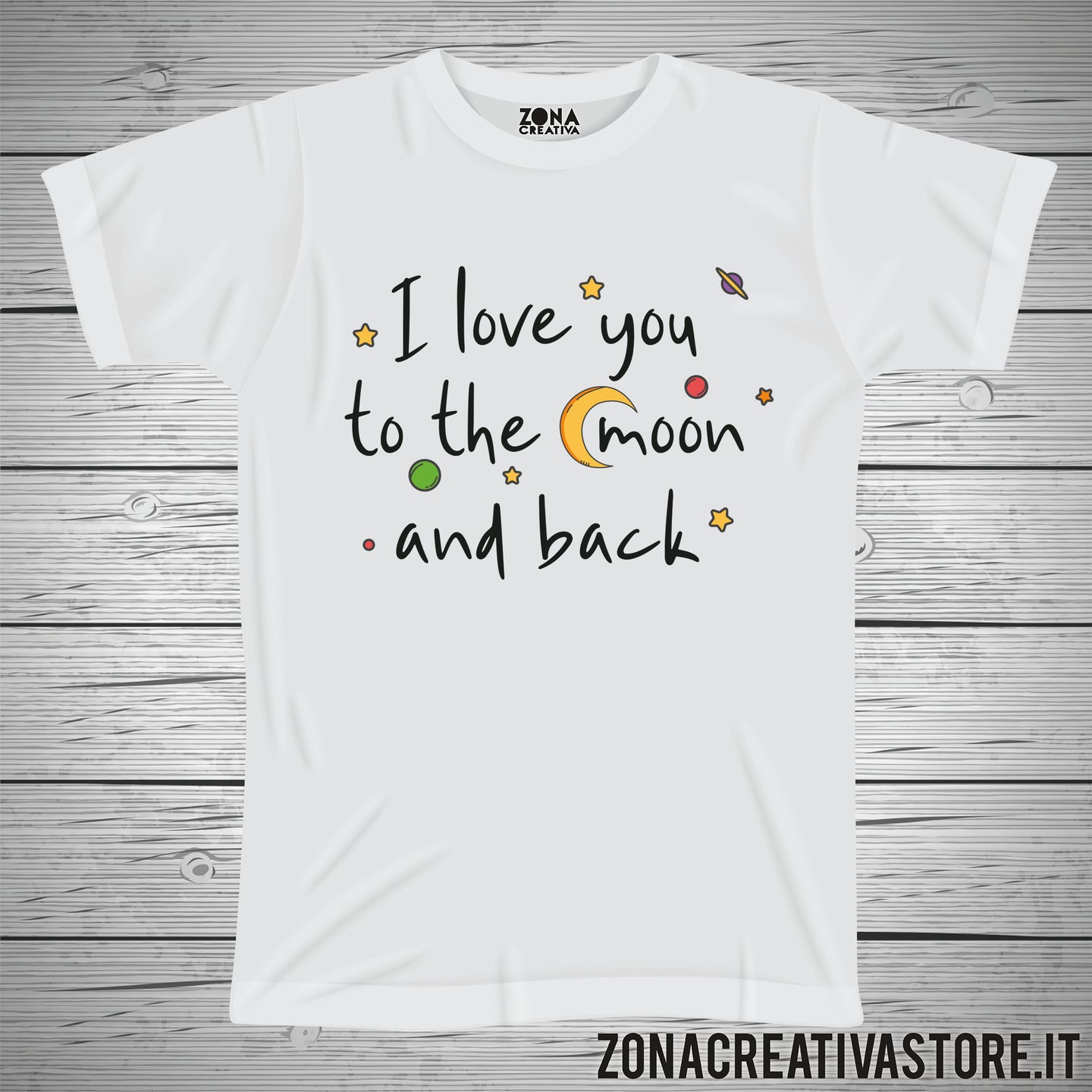 T-shirt divertente I LOVE YOU TO THE MOON